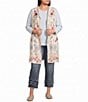 John Mark Plus Size Multi Floral Mandala Embroidery Open-Front Hooded Vest - Image 1