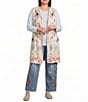 John Mark Plus Size Multi Floral Mandala Embroidery Open-Front Hooded Vest - Image 1