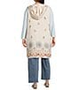 John Mark Plus Size Multi Floral Mandala Embroidery Open-Front Hooded Vest - Image 2