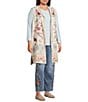 John Mark Plus Size Multi Floral Mandala Embroidery Open-Front Hooded Vest - Image 3