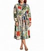 John Mark Plus Size Multi Oriental Patch Print Mandarin Collar Long Sleeve Button-Front Belted Shirt Dress - Image 1