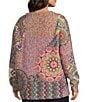 John Mark Plus Size Patchwork Print Crew Neck Long Sleeve Knit Sweater, Color:Multi - Image 4