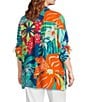 John Mark Plus Size Printed Wire Collar 3/4 Cinch Tie Sleeve Button Front Tunic, Color:Multi - Image 4