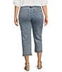 John Mark Plus Size Scalloped Raw Hem 5-Pocket Ankle Jeans, Color:Denim - Image 2