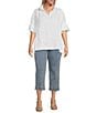 John Mark Plus Size Scalloped Raw Hem 5-Pocket Ankle Jeans, Color:Denim - Image 3