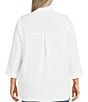 John Mark Plus Size Solid Woven Wire Collared Button Front 3/4 Sleeve Camp Shirt - Image 6
