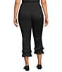 John Mark Plus Size Straight Leg 5-Pocket Fringe Hem Crop Jeans, Color:Black - Image 2