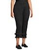 John Mark Plus Size Straight Leg 5-Pocket Fringe Hem Crop Jeans, Color:Black - Image 3