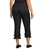 John Mark Plus Size Straight Leg 5-Pocket Fringe Hem Crop Jeans, Color:Black - Image 4