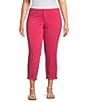Color:Fuchsia - Image 1 - Plus Size Straight Leg Frayed Hem Cropped Pants