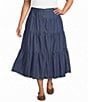 John Mark Plus Size Tiered Denim Skirt - Image 1