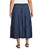 John Mark Plus Size Tiered Denim Skirt - Image 2