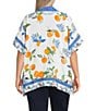 John Mark Plus Size Tropical Fruit Point Collar Short Sleeve Wide Tunic, Color:White - Image 2