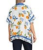 John Mark Plus Size Tropical Fruit Point Collar Short Sleeve Wide Tunic, Color:White - Image 4