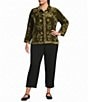 John Mark Plus Size Velvet Embroidered Convertible Collar Long Sleeve Button Front Shirt - Image 3