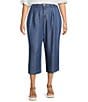 John Mark Plus Size Wide Leg Tulip Hem Cropped Pants, Color:Chambray - Image 1