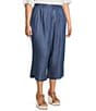 John Mark Plus Size Wide Leg Tulip Hem Cropped Pants, Color:Chambray - Image 3