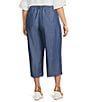 John Mark Plus Size Wide Leg Tulip Hem Cropped Pants, Color:Chambray - Image 4