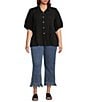 John Mark Plus Size Wire Collar Short Sleeve Tiered Button Front Top - Image 3