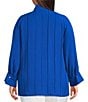 John Mark Plus Size Wire Collar Split V-Neck 3/4 Sleeve Pintuck Detail Top, Color:Cobalt - Image 2