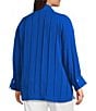 John Mark Plus Size Wire Collar Split V-Neck 3/4 Sleeve Pintuck Detail Top, Color:Cobalt - Image 4