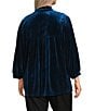 John Mark Plus Size Wire Ruffle Collar 3/4 Puff Sleeve Velvet Tunic, Color:Dark Peacock - Image 4