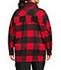 John Mark Plus Size Woven Buffalo Plaid Wire Collar Long Sleeve Hi-Low Hem Button Front Tunic, Color:Red Plaid - Image 2