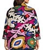 John Mark Plus Size Woven Embroidered Abstract Oversized Blazer, Color:Multi - Image 2