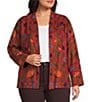 John Mark Plus Size Woven Floral Embroidered Long Sleeve Open-Front Jacket - Image 1