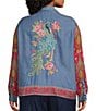 John Mark Plus Size Woven Mixed Print Point Collar Long Roll-Tab Cinched Sleeve Button Front Blouse - Image 4