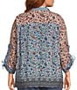 John Mark Plus Size Woven Multi Floral Wire Collar Long Cinched Sleeve Button-Front Shirt - Image 2