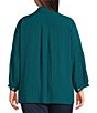John Mark Plus Size Woven Point Collar Neck 3/4 Sleeve Single Button Pullover Tunic - Image 2