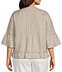 John Mark Plus Size Woven Split V-Neck 3/4 Ruffle Sleeve Button-Front Blouse - Image 2