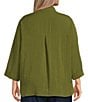John Mark Plus Size Woven Wire Collar 3/4 Sleeve Hi-Low Hem Button-Front Shirt - Image 2