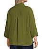 John Mark Plus Size Woven Wire Collar 3/4 Sleeve Hi-Low Hem Button-Front Shirt - Image 4