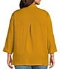 John Mark Plus Size Woven Wire Collar 3/4 Sleeve Hi-Low Hem Button-Front Shirt - Image 2