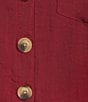 John Mark Plus Size Woven Wire Collar 3/4 Sleeve Hi-Low Hem Button-Front Shirt - Image 4