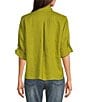 John Mark Point Collar 3/4 Sleeve Button Front Tie Top, Color:Chart - Image 2