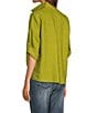 John Mark Point Collar 3/4 Sleeve Button Front Tie Top, Color:Chart - Image 4