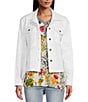 Color:White - Image 1 - Point Collar Long Sleeve Button Front Eyelet Embroidery Jacket