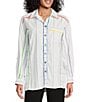 John Mark Point Collar Long Sleeve Stripe Button Front Shirt, Color:Multi - Image 1