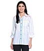 John Mark Point Collar Long Sleeve Stripe Button Front Shirt, Color:Multi - Image 5