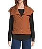 John Mark Quilted Oversized Point Collar Cap Sleeve Snap Front Puff Vest, Color:Tobacco - Image 2