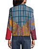John Mark Quilted Vintage Mixed Print Stand Collar Long Sleeve Open Front Reversable Jacket - Image 5