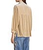John Mark Ruffle Collar Velvet 3/4 Sleeve Pullover, Color:Champagne - Image 4