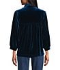 John Mark Ruffle Collar Velvet 3/4 Sleeve Pullover, Color:Dark Peacock - Image 2