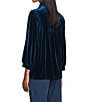 John Mark Ruffle Collar Velvet 3/4 Sleeve Pullover, Color:Dark Peacock - Image 4