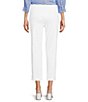 Color:White - Image 2 - Side Zip Ponte Flat Front Cropped Pants