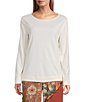 John Mark Solid Scoop Neck Long Sleeve Knit Pullover, Color:Almond - Image 1