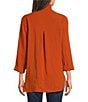 John Mark Solid Woven 3/4 Sleeve Wire Collared Button Front Patch Pocket Camp Shirt, Color:Spice - Image 2